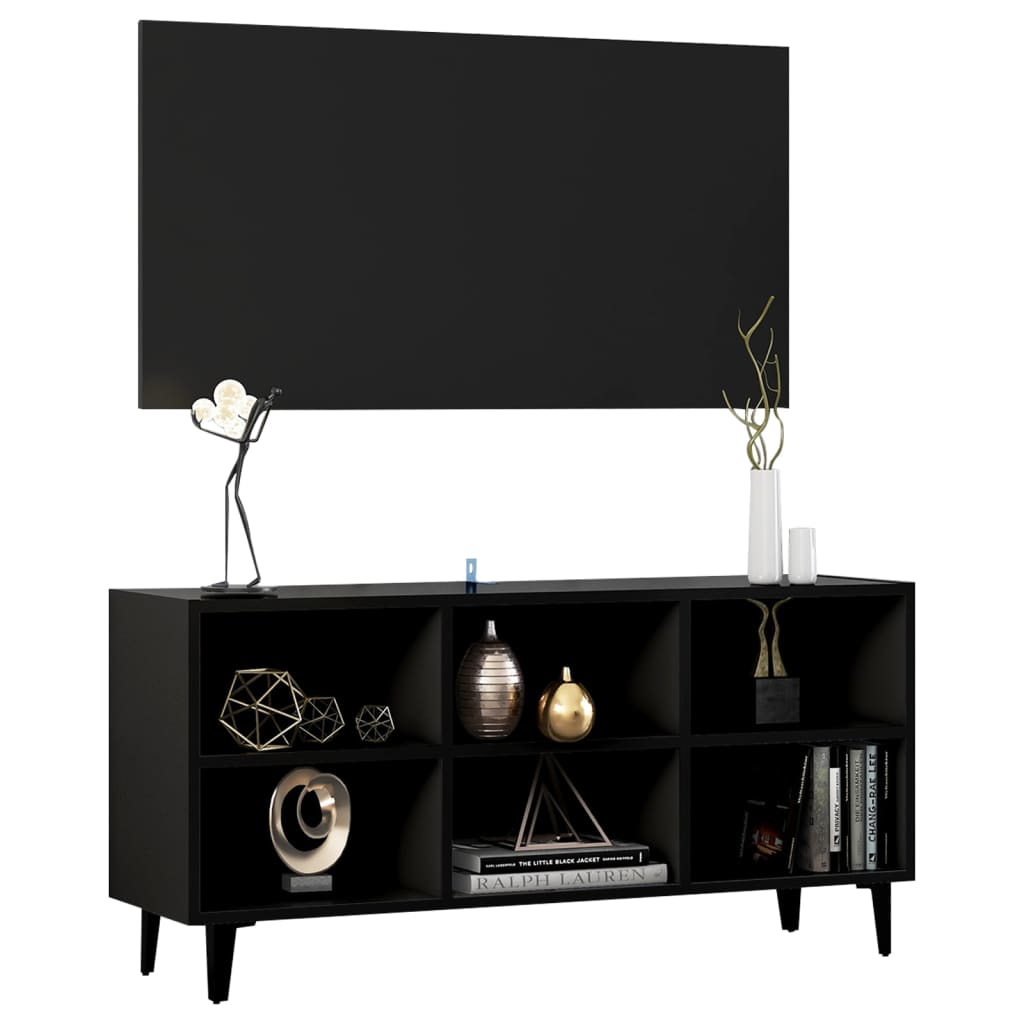 vidaXL Meuble TV avec pieds en métal Noir 103,5x30x50 cm