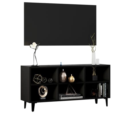 vidaXL TV stolík s kovovými nožičkami čierny 103,5x35x50 cm