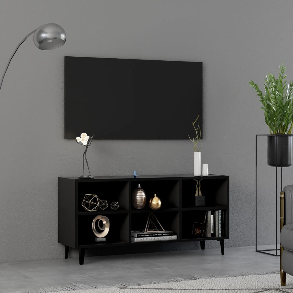 Meuble TV avec pieds en métal Noir 103,5x30x50 cm | meublestv.fr 2
