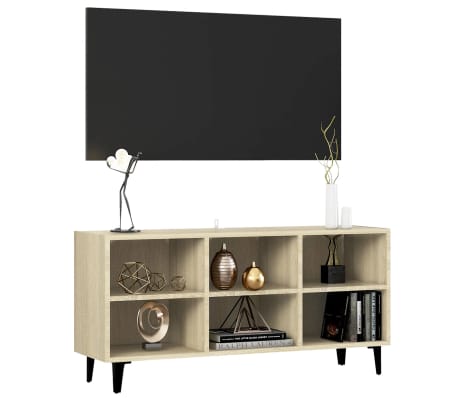 vidaXL TV stolek s kovovými nohami dub sonoma 103,5 x 30 x 50 cm