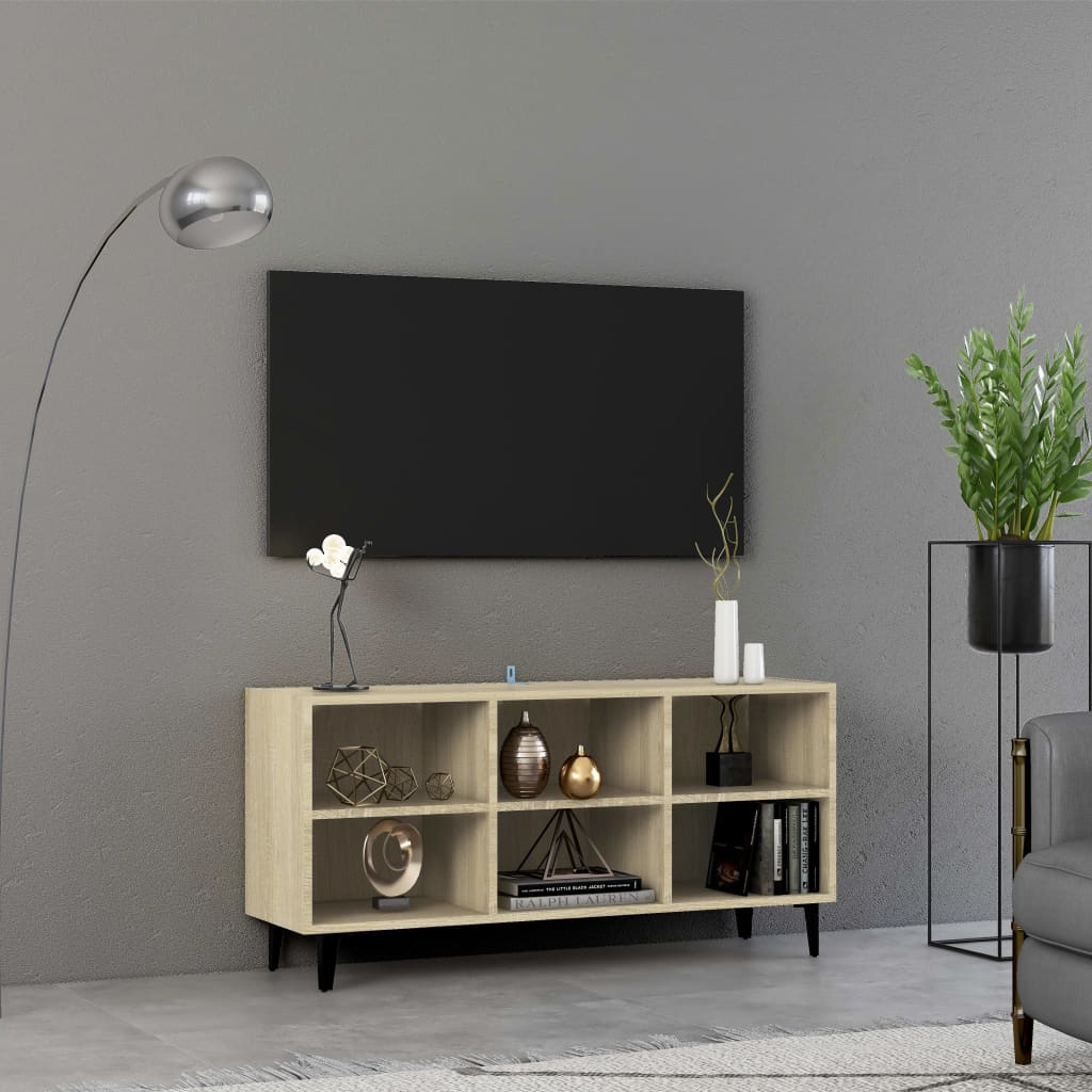 Meuble TV avec pieds en métal Chêne sonoma 103,5x30x50 cm | meublestv.fr 2