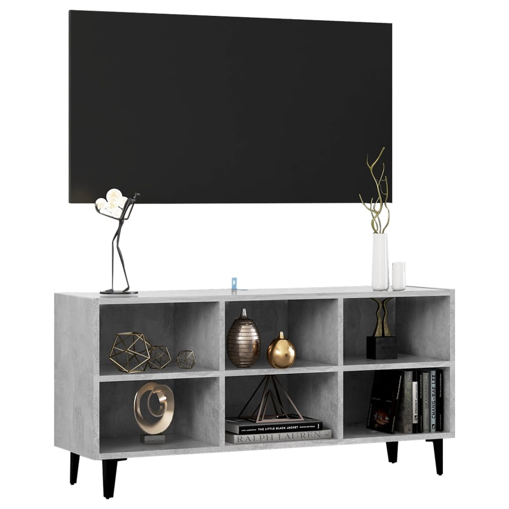 vidaXL Tv-meubel met metalen poten 103,5x30x50 cm betongrijs