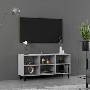 TV stolek s kovovými nohami betonově šedý 103,5 x 30 x 50 cm - obrázek 1