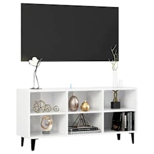 vidaXL TV Cabinet with Metal Legs High Gloss White 103.5x30x50 cm