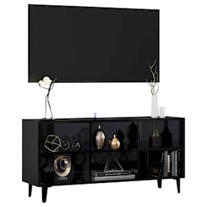 vidaXL Έπιπλο Τηλεόρασης Γυαλ. Μαύρο 103,5x30x50 εκ. Μεταλλικά Πόδια