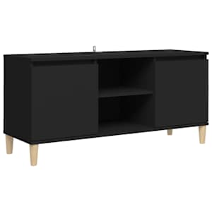 TV skříňka s nohami z masivního dřeva černá 103,5 x 35 x 50 cm - obrázek 2