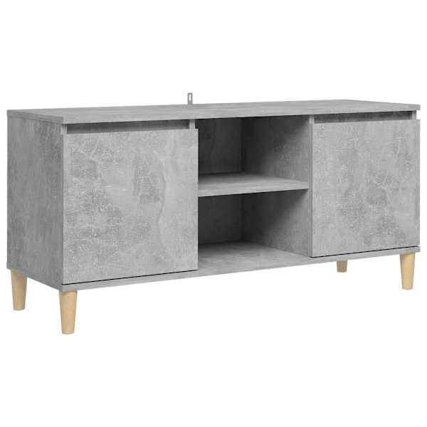 vidaXL puitjalgadega telerikapp, betoonhall, 103,5 x 35 x 50 cm