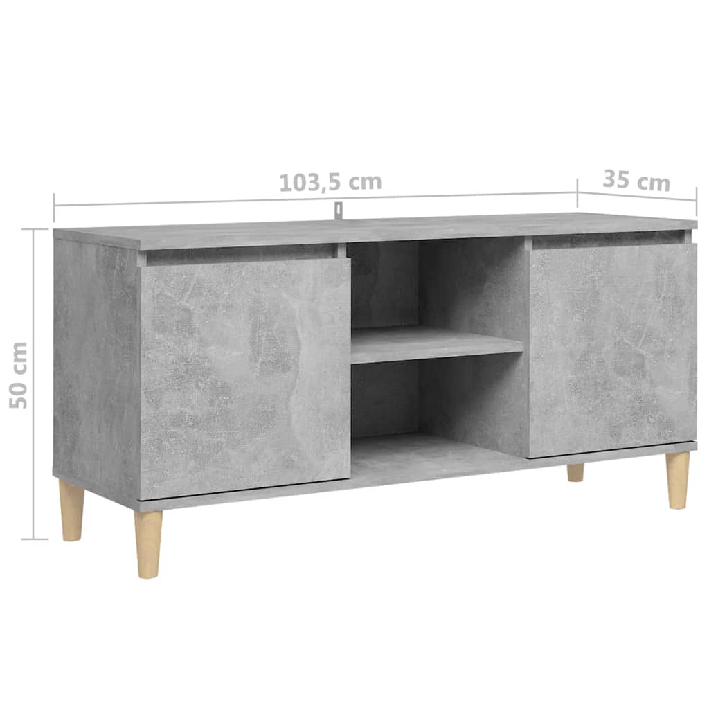 Meuble TV avec pieds en bois massif Gris béton 103,5x35x50 cm | meublestv.fr 9