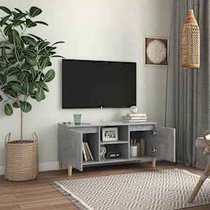 TV skříňka nohy z masivního dřeva betonově šedá 103,5x35x50 cm - obrázek 3