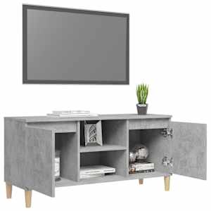 TV skříňka nohy z masivního dřeva betonově šedá 103,5x35x50 cm - obrázek 4