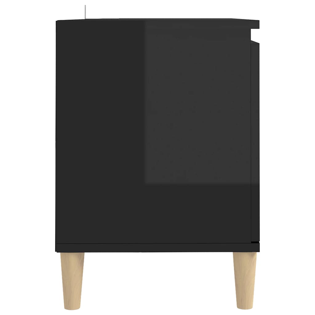 Meuble TV avec pieds en bois Noir brillant 103,5x35x50 cm | meublestv.fr 7