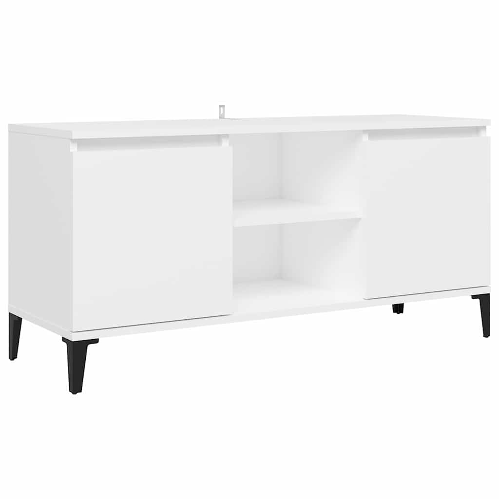 vidaXL TV stolek s kovovými nohami bílý 103,5 x 35 x 50 cm