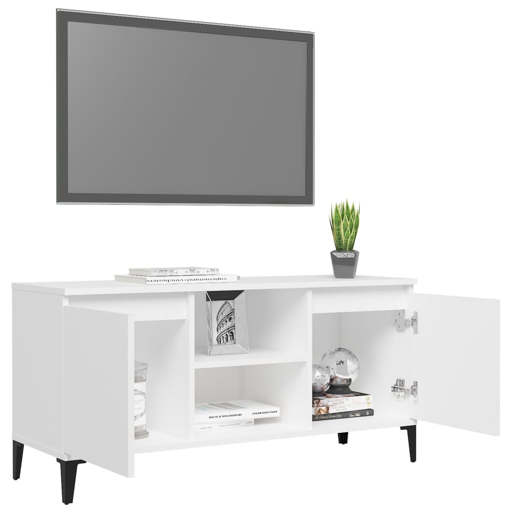 TV-Schrank mit Metallbeinen Weiß 103,5x35x50 cm