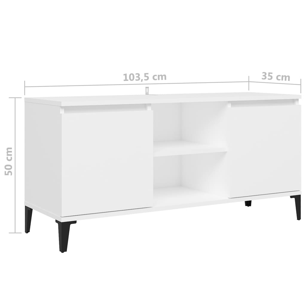 TV-Schrank mit Metallbeinen Weiß 103,5x35x50 cm