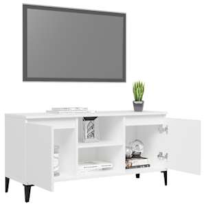 TV stolek s kovovými nohami bílý 103,5 x 35 x 50 cm - obrázek 4