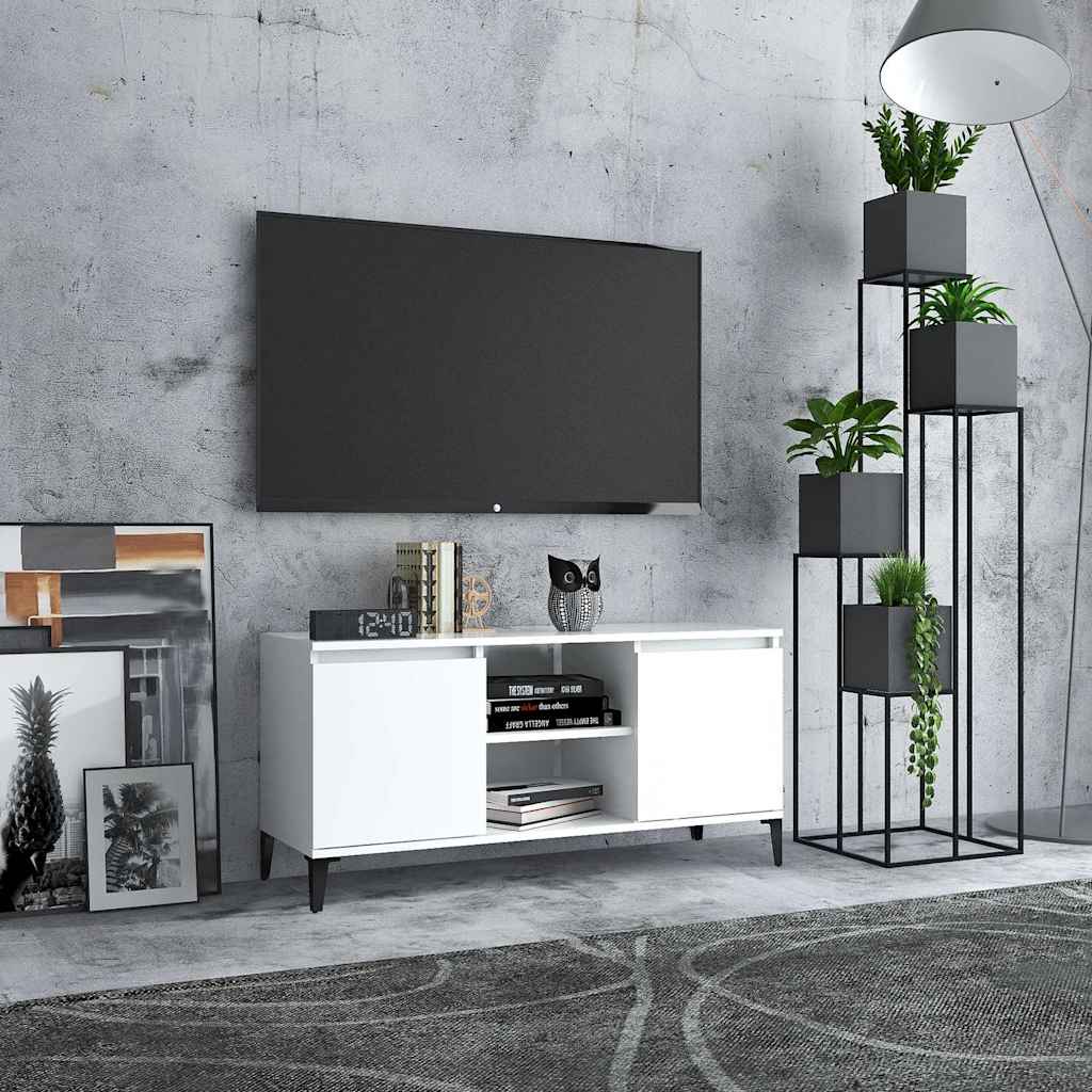 vidaXL Szafka TV, metalowe n�ki, bia�a, 103,5x35x50 cm