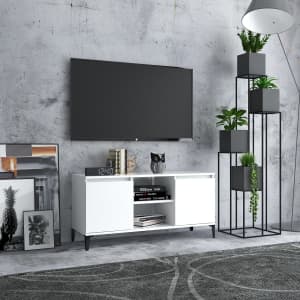 TV stolek s kovovými nohami bílý 103,5 x 35 x 50 cm - obrázek 1