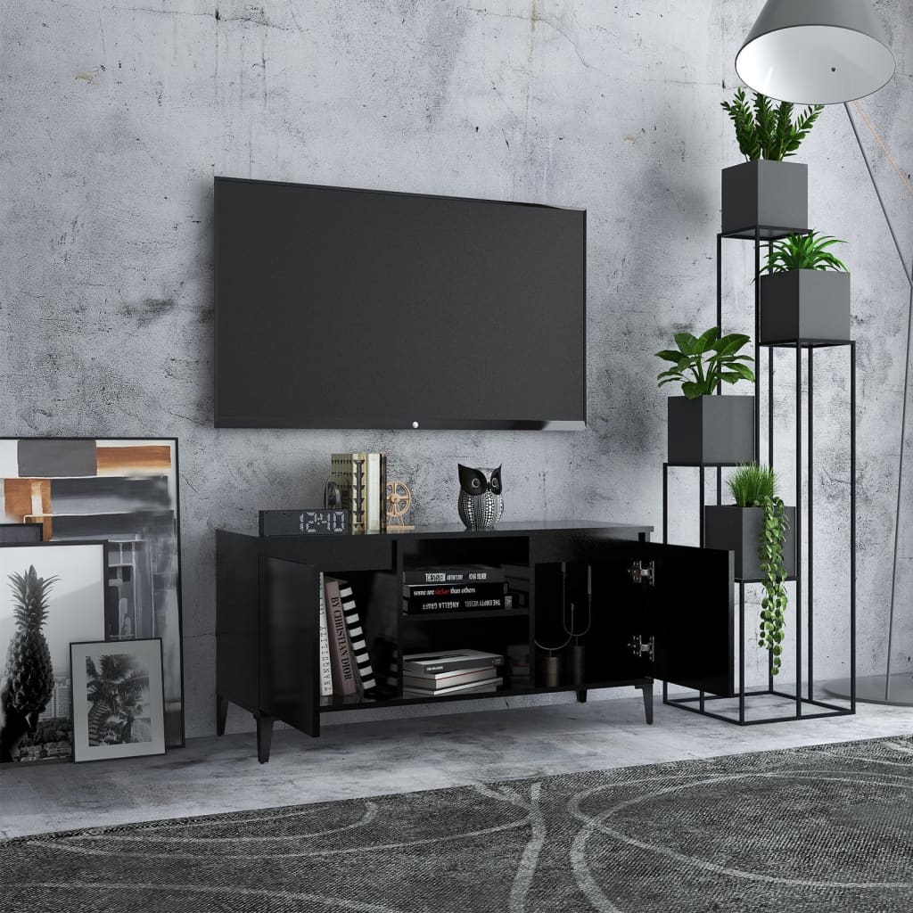 

vidaXL Tv-meubel met metalen poten 103,5x35x50 cm zwart