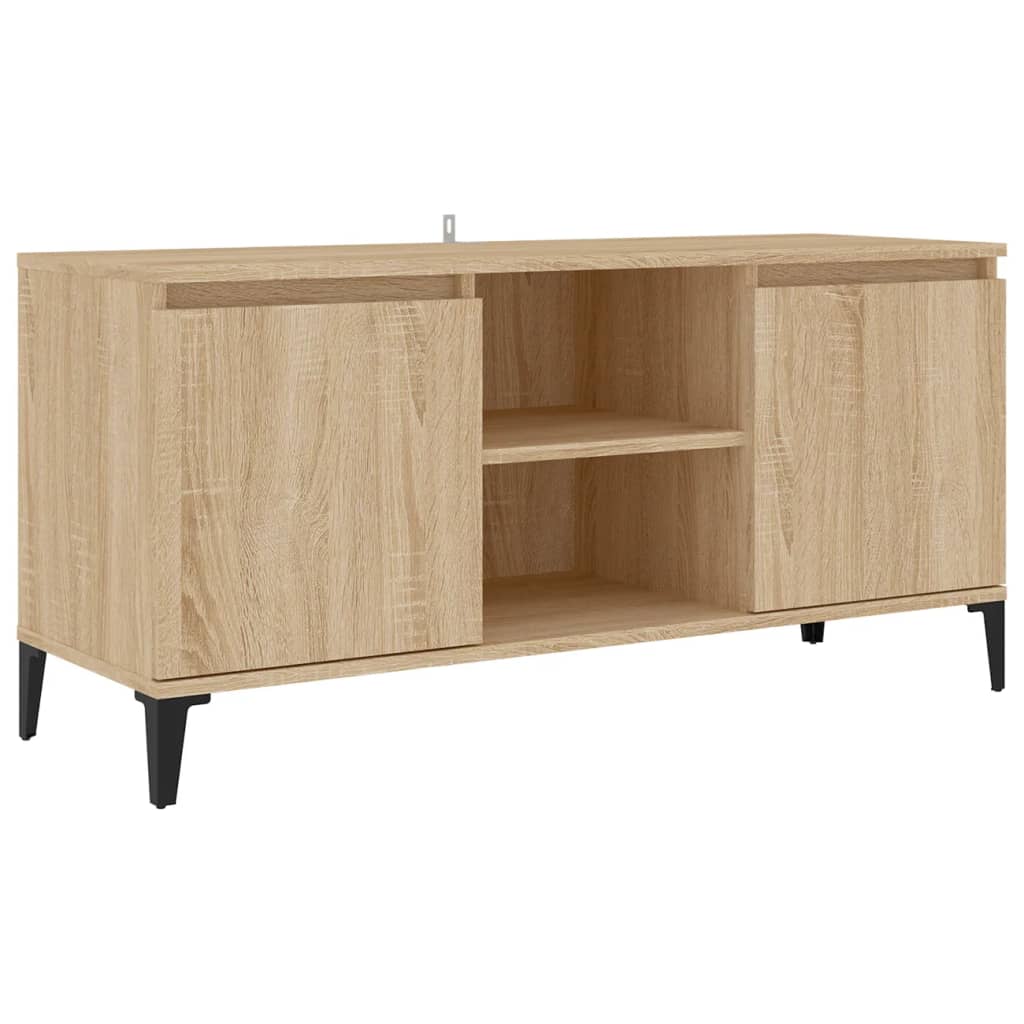 vidaXL TV stolek s kovovými nohami dub sonoma 103,5 x 35 x 50 cm