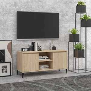 TV stolek s kovovými nohami dub sonoma 103,5 x 35 x 50 cm - obrázek 1