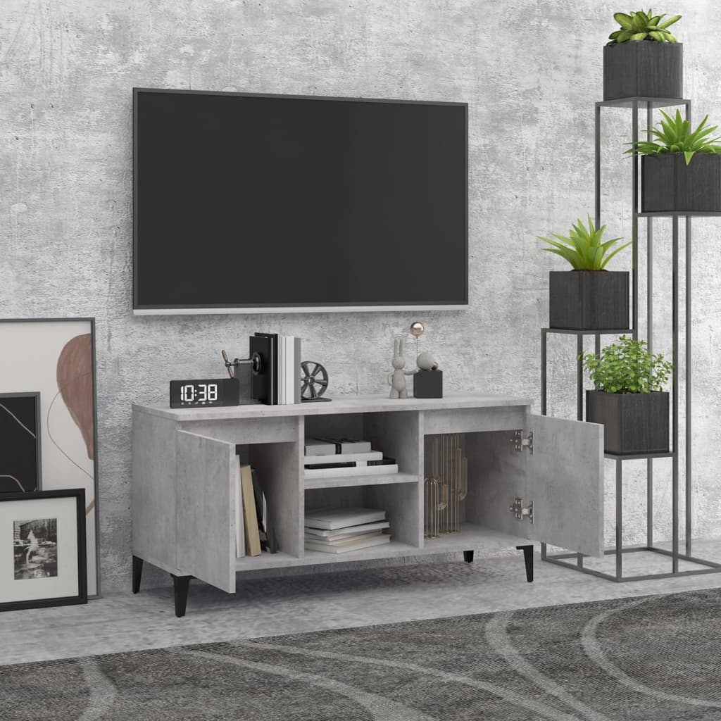 Meuble TV avec pieds en métal Gris béton 103,5x35x50 cm | meublestv.fr 4