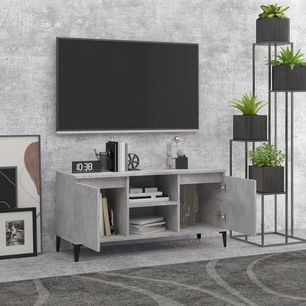 

vidaXL Tv-meubel met metalen poten 103,5x35x50 cm betongrijs