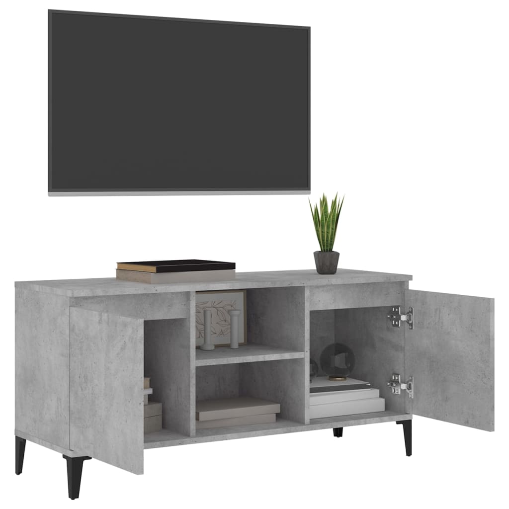 Meuble TV avec pieds en métal Gris béton 103,5x35x50 cm | meublestv.fr 5