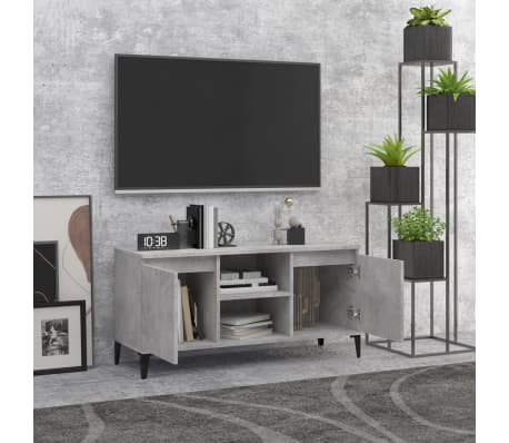 vidaXL Szafka TV, metalowe n&oacute;żki, szarość betonu, 103,5x35x50 cm