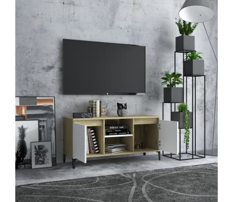 vidaXL TV spintelė su kojelėmis, balta/ąžuolo, 103,5x35x50cm