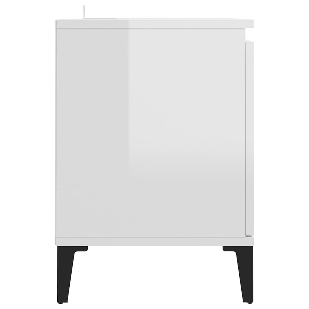 Meuble TV avec pieds en métal Blanc brillant 103,5x35x50 cm | meublestv.fr 7