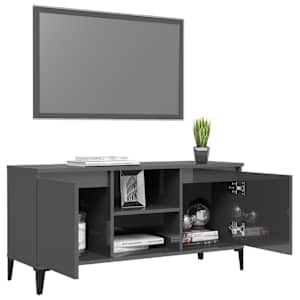 TV stolek s kovovými nohami šedý vysoký lesk 103,5 x 35 x 50 cm - obrázek 4
