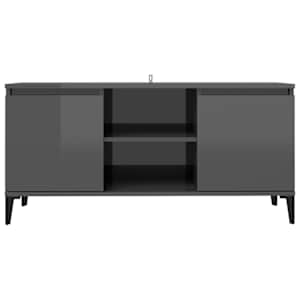 TV stolek s kovovými nohami šedý vysoký lesk 103,5 x 35 x 50 cm - obrázek 5