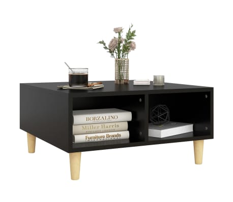 vidaXL Coffee Table Black 23.6"x23.6"x11.8" Engineered Wood