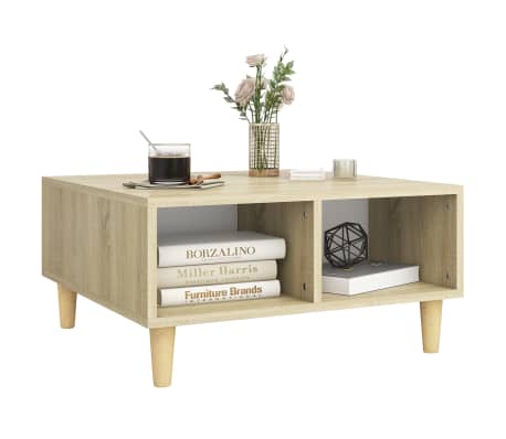 vidaXL Salongbord hvit og sonoma eik 60x60x30 cm konstruert tre