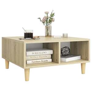 vidaXL Salongbord hvit og sonoma eik 60x60x30 cm konstruert tre