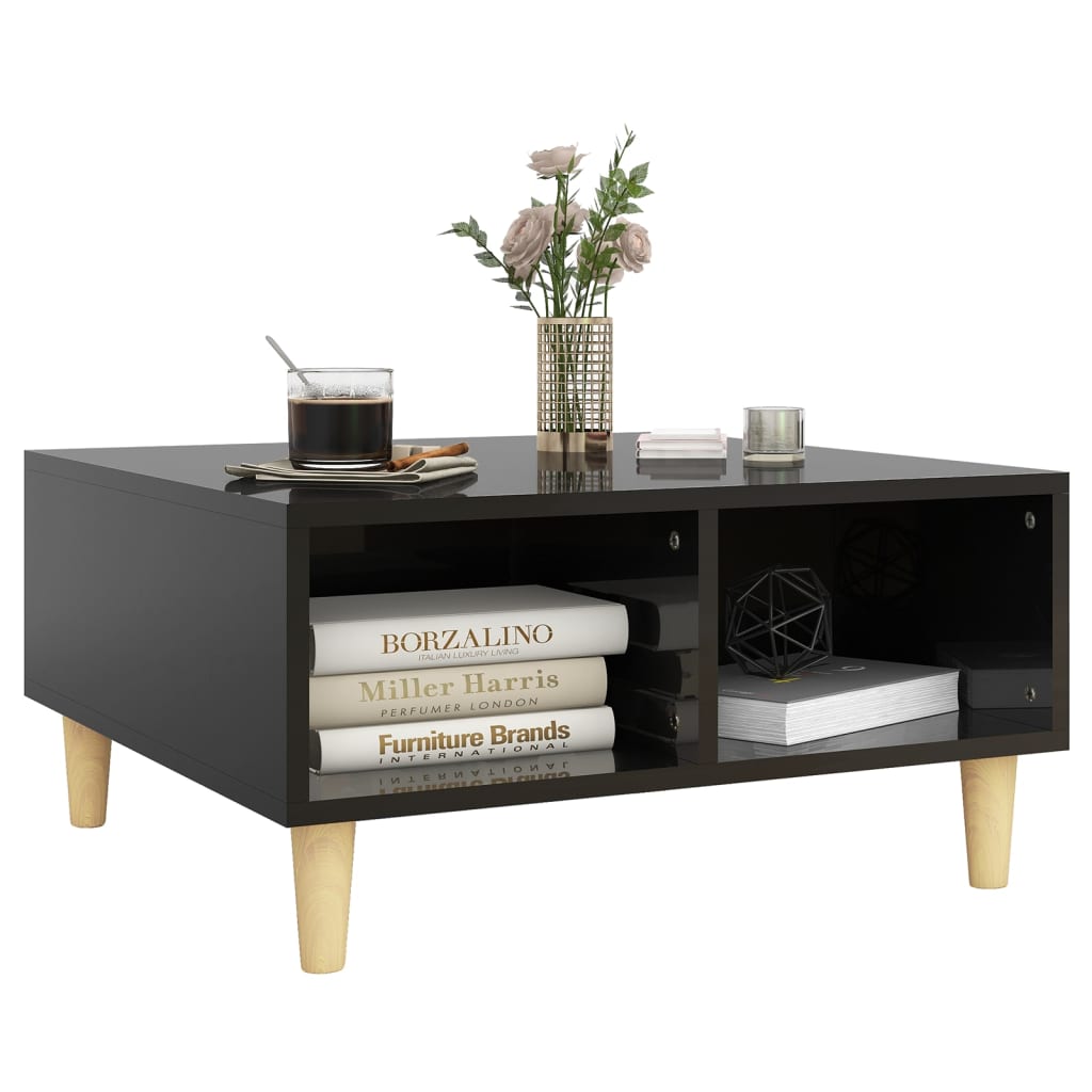 vidaXL Coffee Table High Gloss Black 23.6"x23.6"x11.8" Engineered Wood