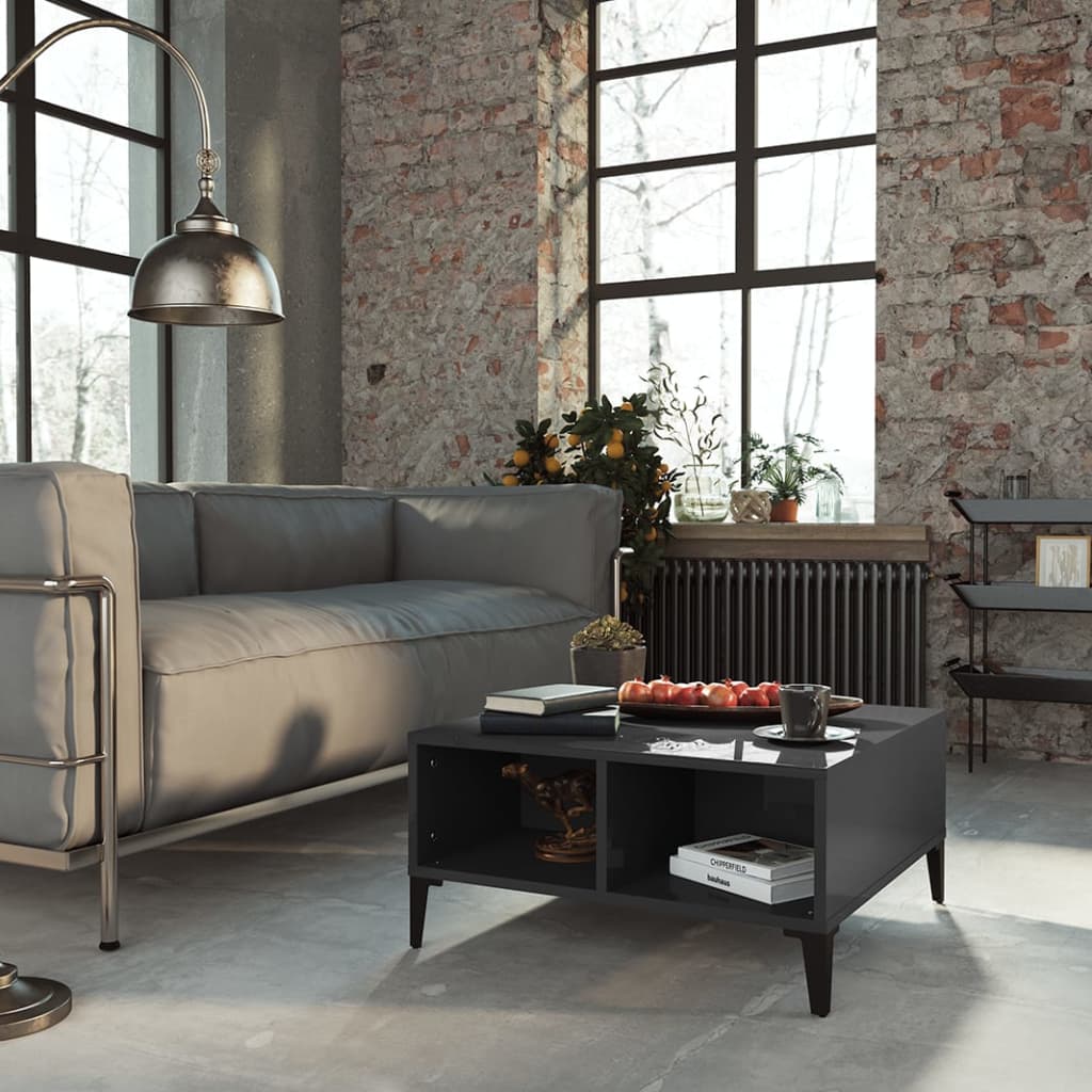 vidaXL sofabord 60x60x30 cm spånplade grå højglans