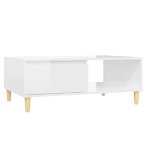 Konferenční stolek bílý lesklý 90 x 60 x 35 cm kompozitní dřevo - obrázek 2