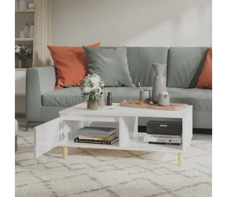 vidaXL Couchtisch Hochglanz-Wei&szlig; 90x60x35 cm Holzwerkstoff