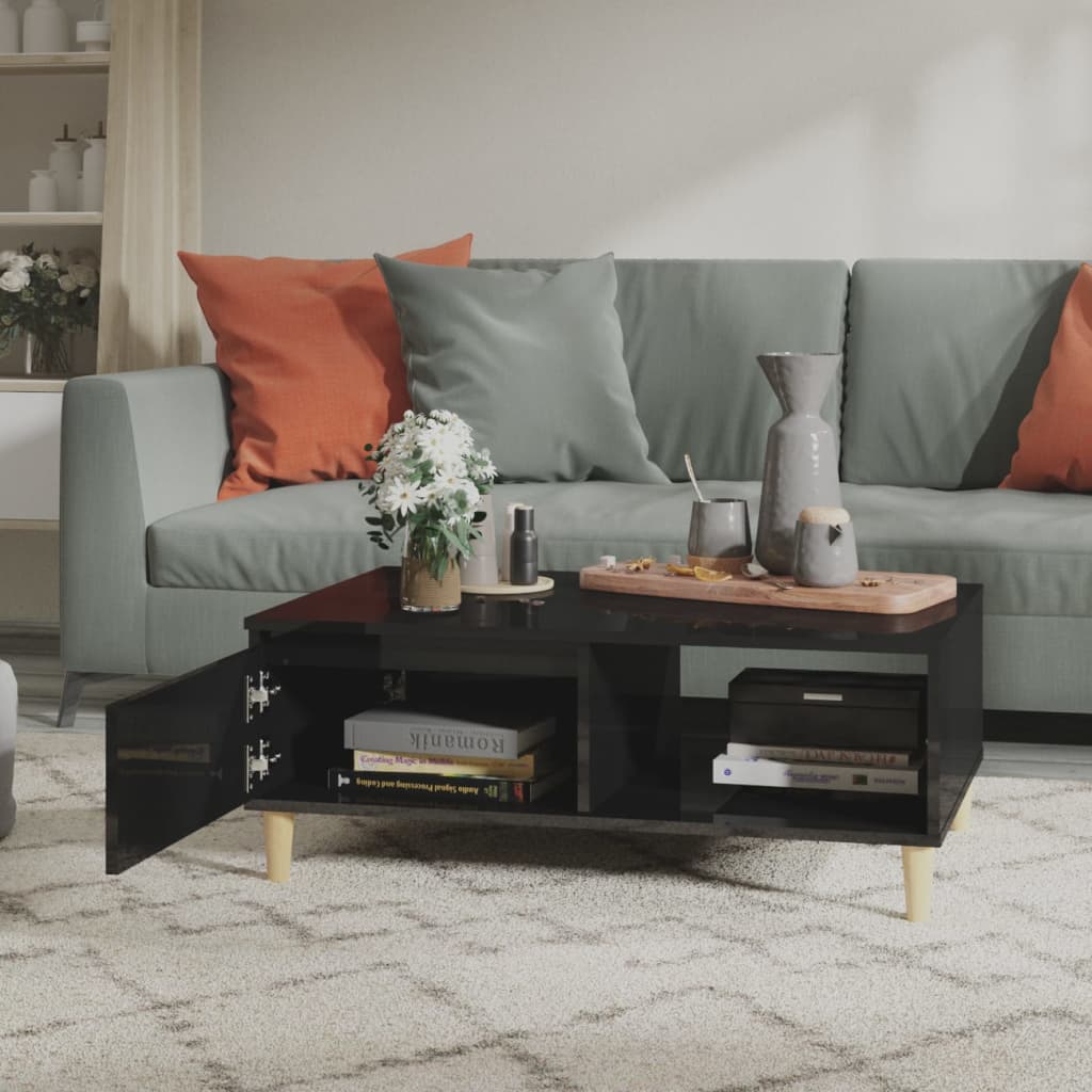 

vidaXL Salontafel 90x60x35 cm spaanplaat hoogglans zwart