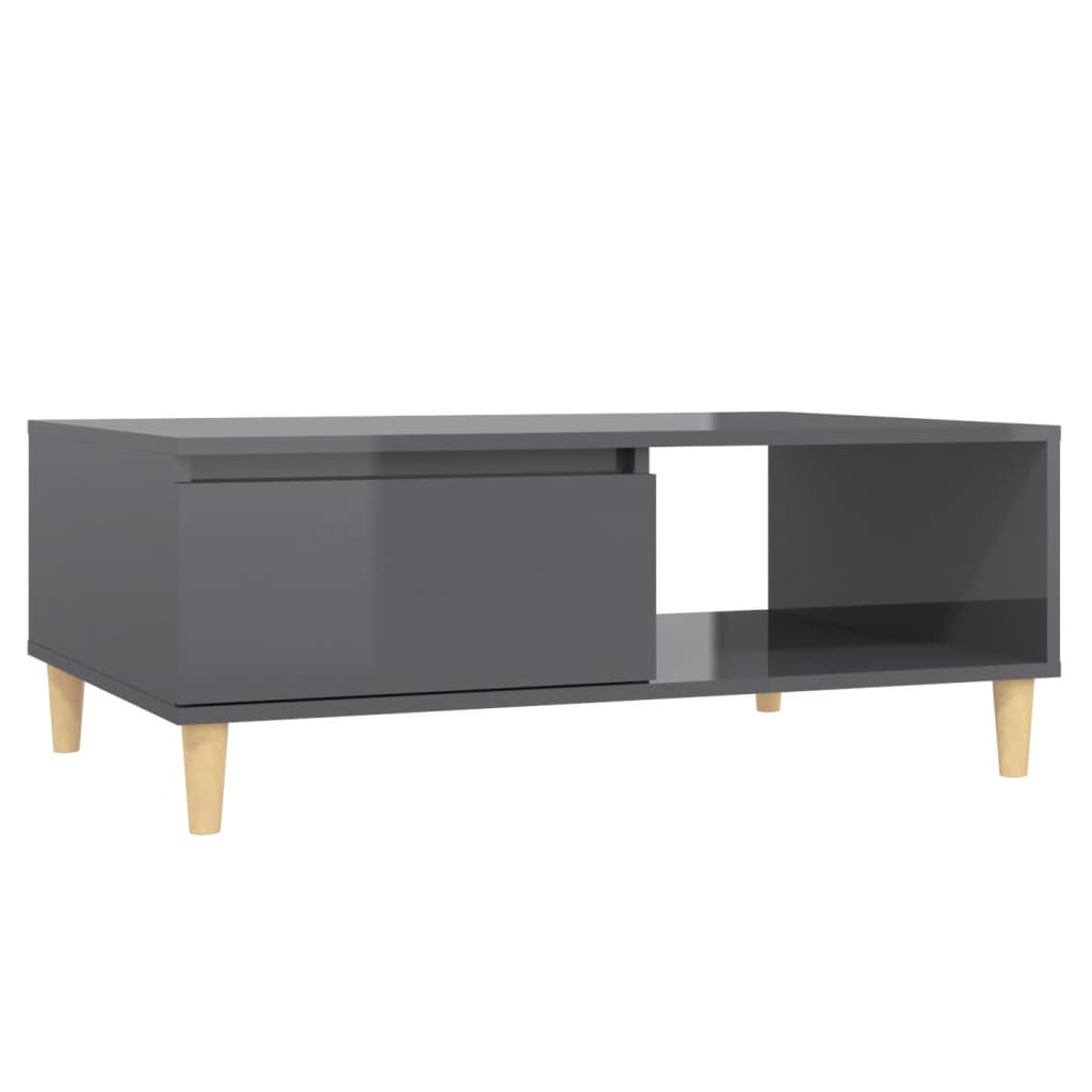 vidaXL Konferenční stolek šedý lesklý 90 x 60 x 35 cm kompozitní dřevo