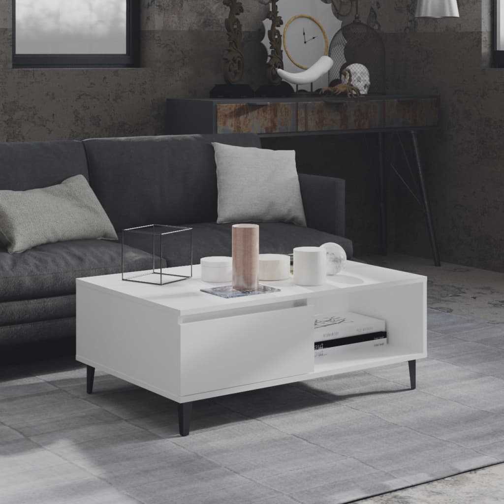 vidaXL Masă de cafea, alb, 90x60x35 cm, lemn prelucrat
