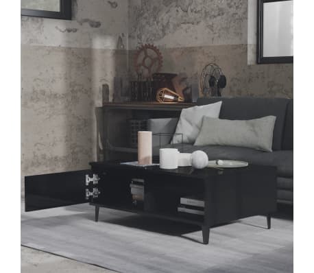 vidaXL Coffee Table High Gloss Black 90x60x35 cm Engineered Wood