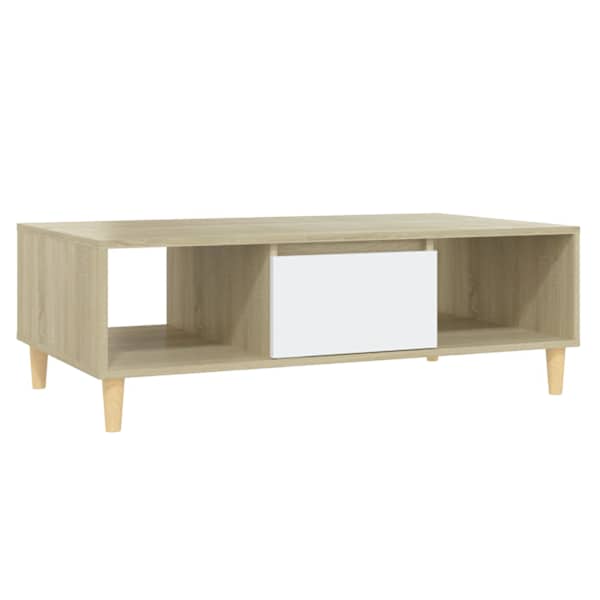 vidaXL kohvilaud, valge ja Sonoma tamm, 103,5x60x35 cm, puitlaastplaat