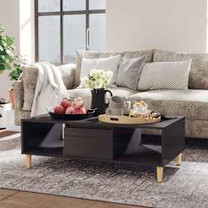 Klubska mizica visok sijaj siva 103,5x60x35 cm iverna plošča