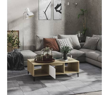 vidaXL Coffee Table White and Sonoma Oak 103.5x60x35 cm Engineered Wood