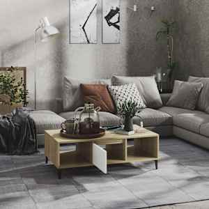 vidaXL Coffee Table White and Sonoma Oak 103.5x60x35 cm Engineered Wood
