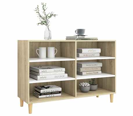 vidaXL Sideboard White and Sonoma Oak 103.5x35x70 cm Engineered Wood
