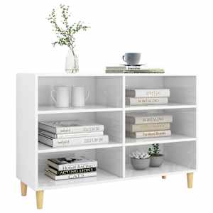 vidaXL Ραφιέρα Γυαλιστερή Λευκή 103,5 x 35 x 70εκ. από Επεξεργ. Ξύλο