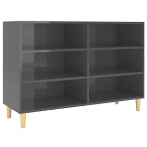 Příborník šedý s vysokým leskem 103,5 x 35 x 70 cm dřevotříska - obrázek 2